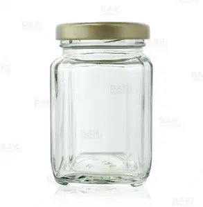 Victorian Square Glass Craft Bartending Jar with Gold Lid - 3.75 oz/110ml, Home Storage Bottle & Canister