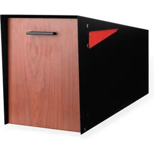 Modern Mailbox Post Mount - Large Mailbox for Outside - Black Metal Mail Box - Powder Coated Steel - All Weather Resistant