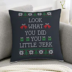 Home Alone Inspired Christmas Throw Pillow Cover, Contemporary Polyester Woven Design with Zipper Closure, Machine Washable Decorative Pillowcase for Various Room Types - Seasonal Double-Sided Print Decor