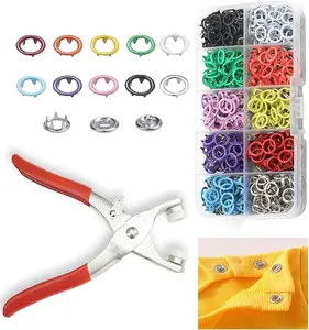 ALGOFAIR 100 Sets Metal Snaps Buttons with Fastener Pliers Press Tool Kit Perfect for DIY Crafts Clothes Hats and Sewing, Snap Button Fasteners Kit for Clothing Sewing(9.5mm / 400 PCS)
