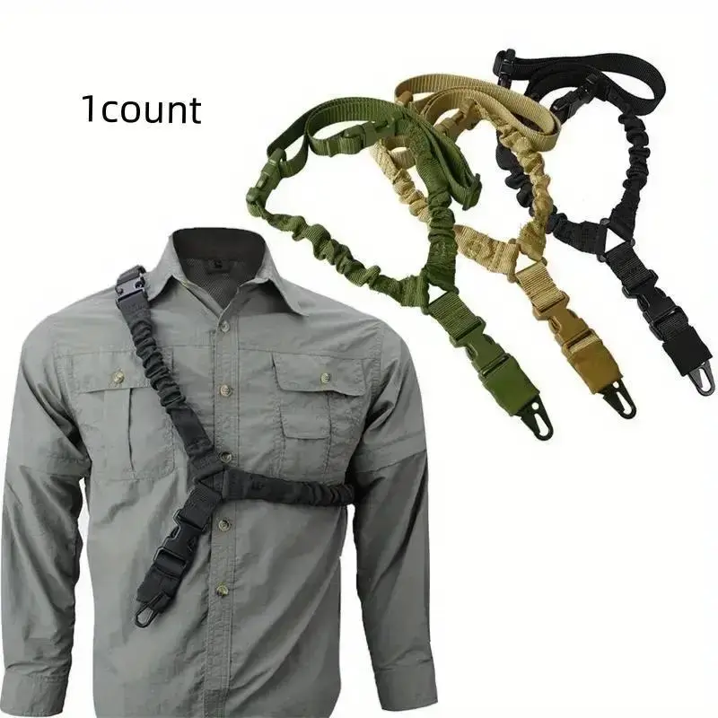 Single Point Rifle Sling with Metal Buckle - High-Quality Climbing Rope Strap, 220g Adjustable Vertical Gun Accessory, 1-Count with Carabiner for Leash, 150cm Extended, Easy Maneuverability, Survival Kit Add-On, Ideal Father's Day Gift for Outdoor