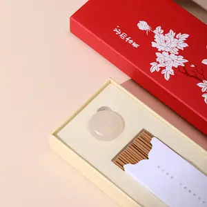 Incense Sticks Agarwood & Sandalwood Aroma Portable Gift Set for Home Aromatherapy Compact Red Box with Floral Designs fragrance