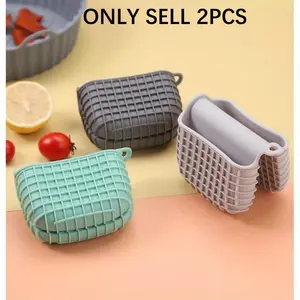 2Pcs Silicone Pot Handle Covers, Thickened Heat-Insulated Non-Slip Texture Design, High Temperature Resistant Cookware Handle Protector, Essential Kitchen Heat Proof Accessory