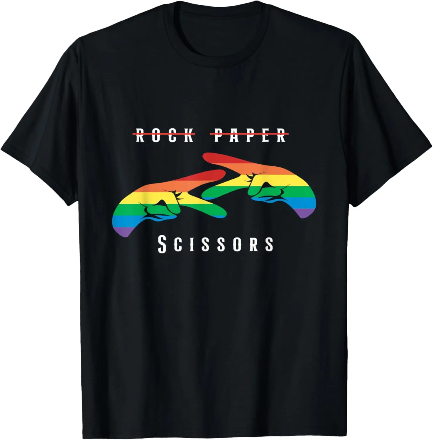 Rock Paper Scissors Funny Lesbian Pride LGBT Summer Casual Shortsleeve T-Shirt