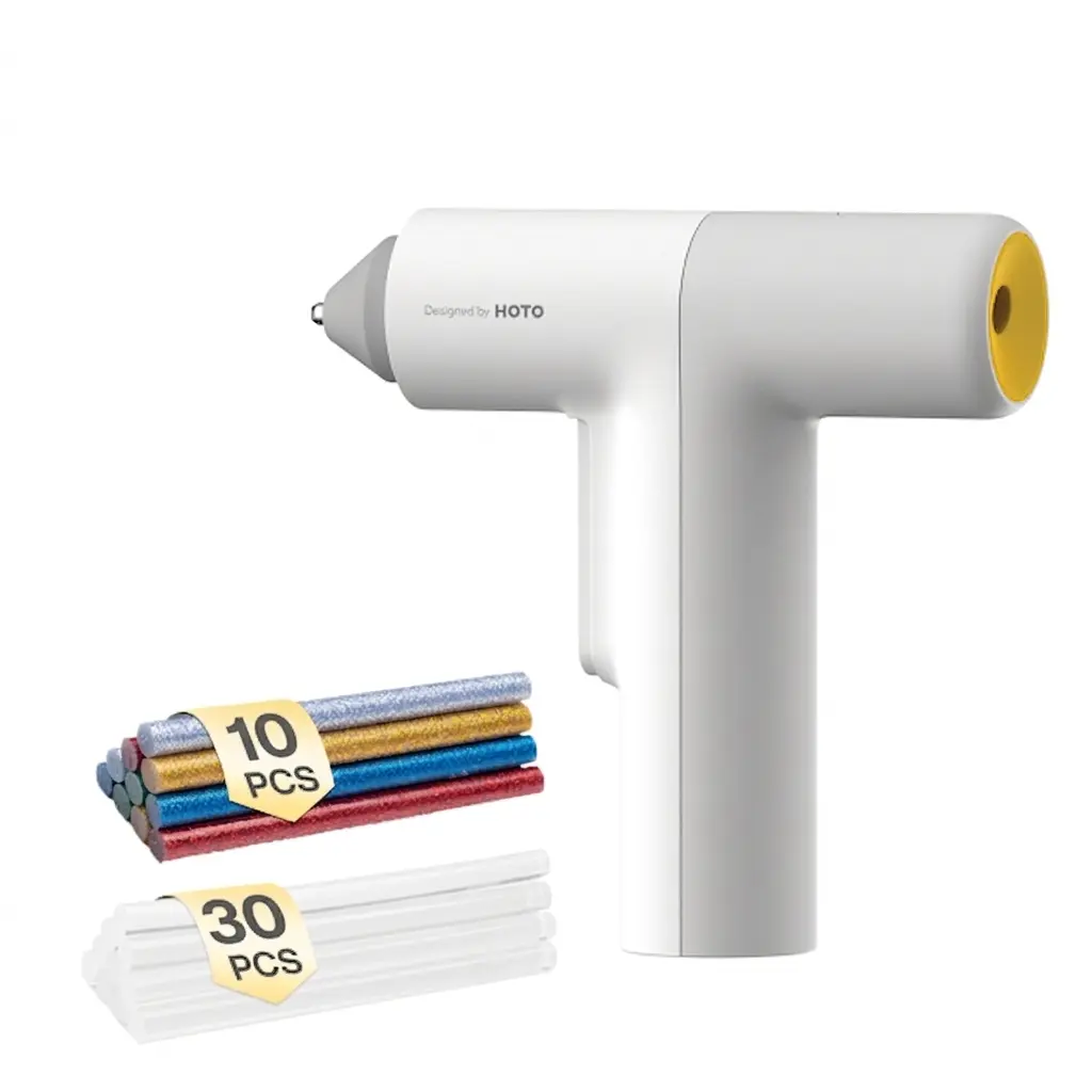 HOTO Wireless Low-Temp Balloon Glue Gun Tool - Fashion Minimalist Industrial Power Tool, 30s Fast Preheat, 20W Steady Heat, 28 Sticks/Charge, 5-min Auto Shutoff, Auto Temp Control, Portable, No Drip, Safe for Latex Balloons & DIY Craft Projects,toolupgrad