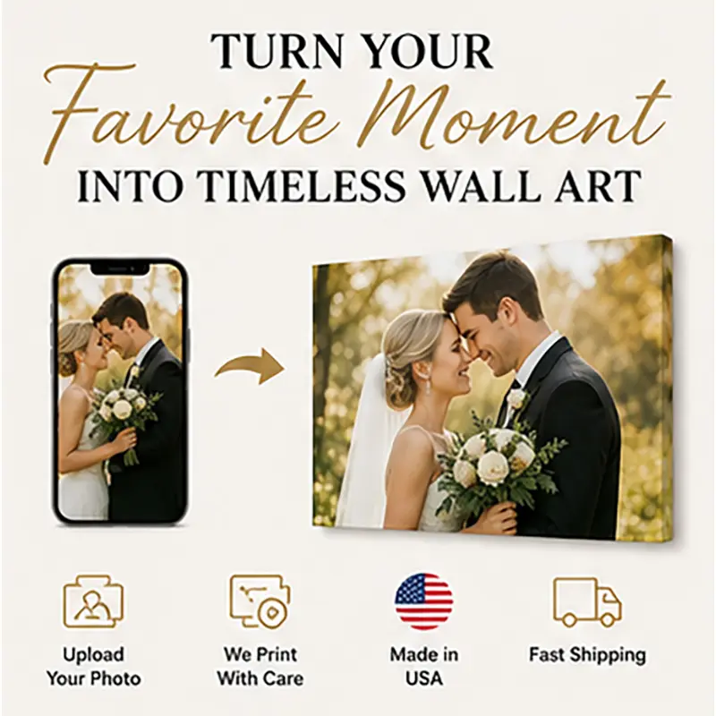 Turn Your Favorite Wedding Photo Into Timeless Wall Art | Personalized Canvas Print for Couples | Anniversary Gift | Made in USA
