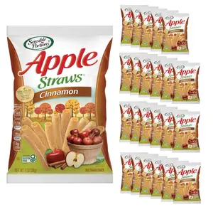 Sensible Portions Apple Straws, Cinnamon Flavor, Gluten-Free Chips, Individual Snacks, 1 Ounce Bag, 24-Pack
