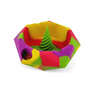 The Bowlzer Ultimate Ashtray: Premium Silicone, Spiral Cleaning Spike for Glass Pipes and Bowls - Ideal for Herbal Use, Features Dual Lighter Holders, Heat-Resistant, Durable Design for Smokers