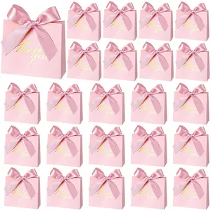 24PCS Tiny Gift Bags for Parties, Featuring Mini Thank You Designs with pink Ribbon Bows, Suitable for Weddings, Birthdays, Baby Showers, Bridesmaid Gifts