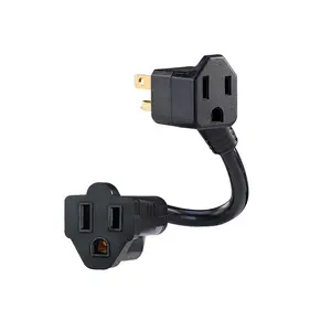 Two-In-One American Short Extension Cord 32cm, Ideal for Home and Office Use, Ca Prop 65 Compliant, Extension Cable