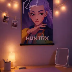 K-Pop De-Mon Hunter Wall Art, Aesthetic Anime Poster Print for Modern Room Decor, Dynamic 60x40cm Wall Hanging for Teens & Gaming Spaces