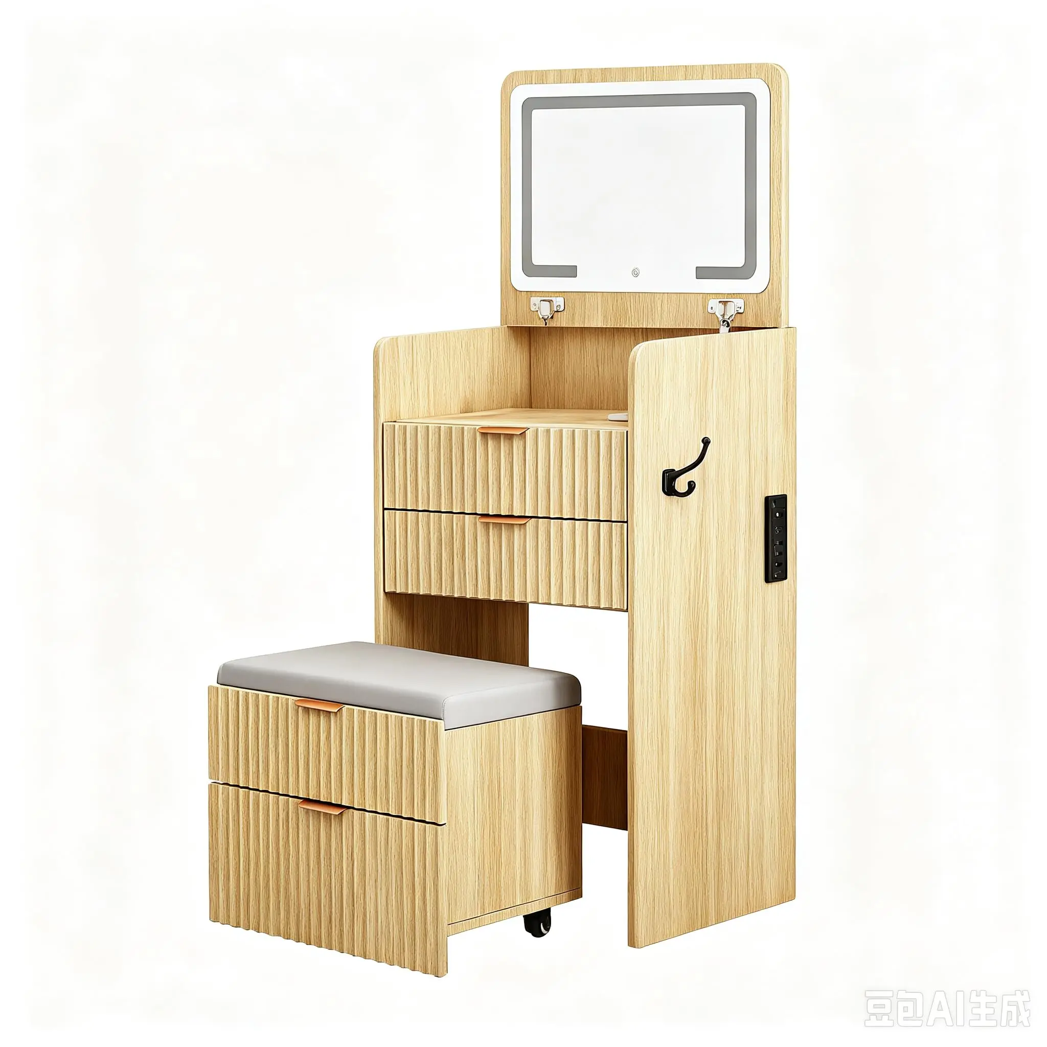 Garvee 3 in 1 Vanity Desk with Built-in Lights and Rolling Stool, Featuring a Makeup Table Design with Three Spacious Drawers for Organized Storage and Convenient Use