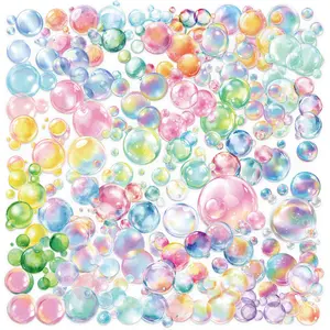 50pcs Cartoon Dream Bubble Transparent PET Material Series Graffiti Stickers Suitable for Luggage, Phone Cases, Laptops, Helmets, Skateboards Waterproof Decoration DIY Creative Stickers
