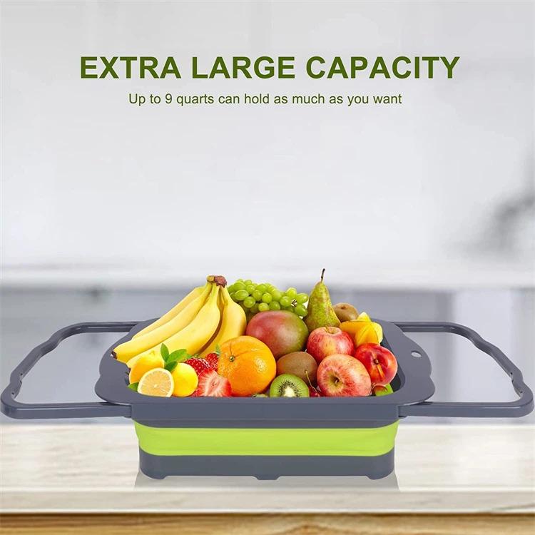 Collapsible Colander Strainer Expandable Over the Sink Colander Foldable Large Colander Basket to Wash Vegetable Fruit YY128