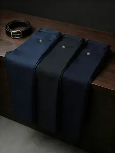 3-Pack, Men's Suit Pants, Plain, Business Casual, Straight-leg, High-stretch, Wrinkle-resistant, All Seasons, All Seasons Trousers