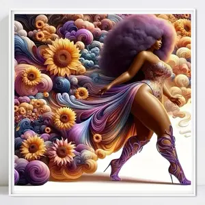 Various Flowers Diamond Painting Kit Canvas No Frame, Tool Kits Full Round Diamond Paint Beautiful Lady Handmade Decor Gift, Diamond Art Tools