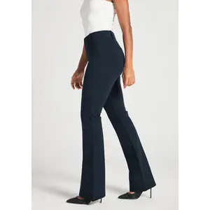 Betabrand Classic Dress Pant Yoga Pants Bootcut Leg, Mid Rise Waist - Navy Blue (XS-XXL Regular, Petite, Long) Wrinkle Resistant Stretch Ponte Knit