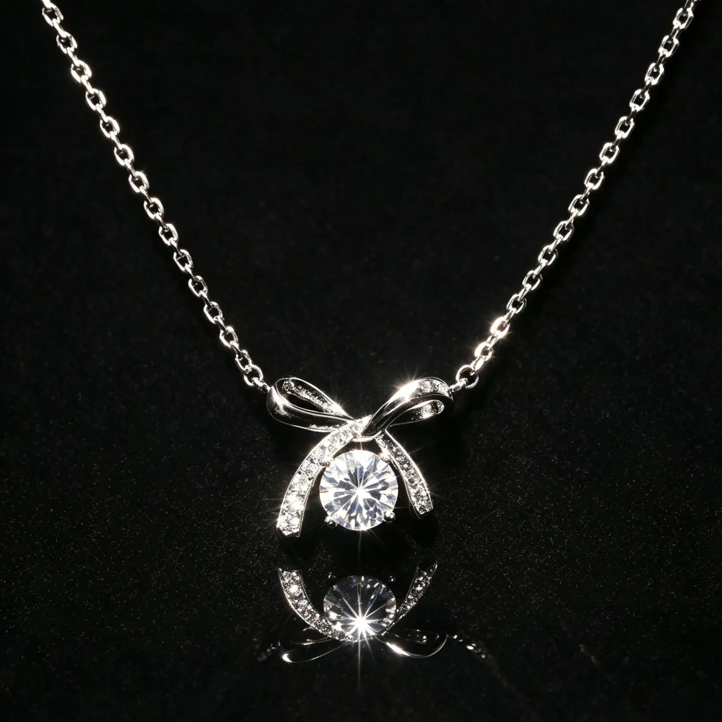 #08 1CT Moissanite Pave Bow Necklace