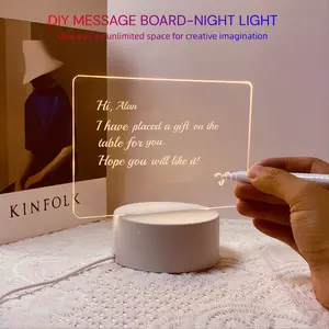 1pc DIY Erasable Message Board Night Light, USB Powered LED Warm Light, Includes Writing Pen, Birthday Gift, Bedroom Living Room Decor, LED Mood Light