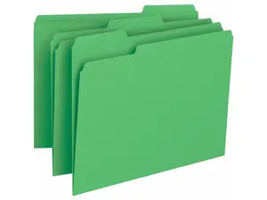Business Source File Folder 11pt 1/3 Cut Assorted Tabs Letter 100/BX GN 65777