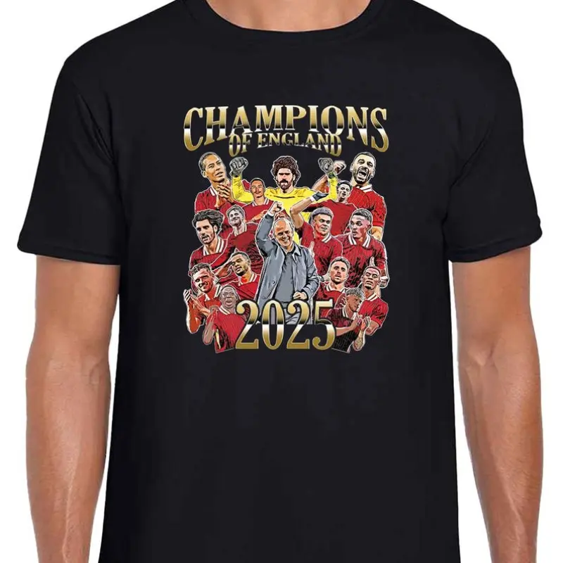 Liverpool Champions Of England 2025 T-Shirt Tee, Great Liverpool Gift, Adults & Kids Sizes, Liverpool Fans Tee