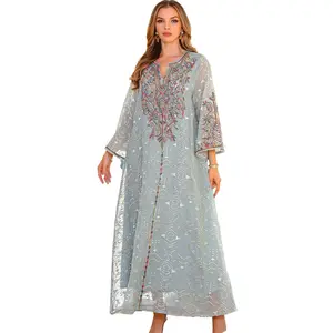 Eid Women Dress Muslim Abaya Dubai Vestidos Largos Party Caftan Jalabiya Ramadan Embroidery Abayas Kaftan Arab Long Robe 2025