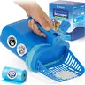 PetLovers Cat Litter Scooper with Built-in Bag, No-Touch One-Handed Kitty Litter Scoop for Open-Top Boxes 14+ Inches Wide, Hinged Clumping Poop Shovel, Seal & Toss Waste System (Bags Included)