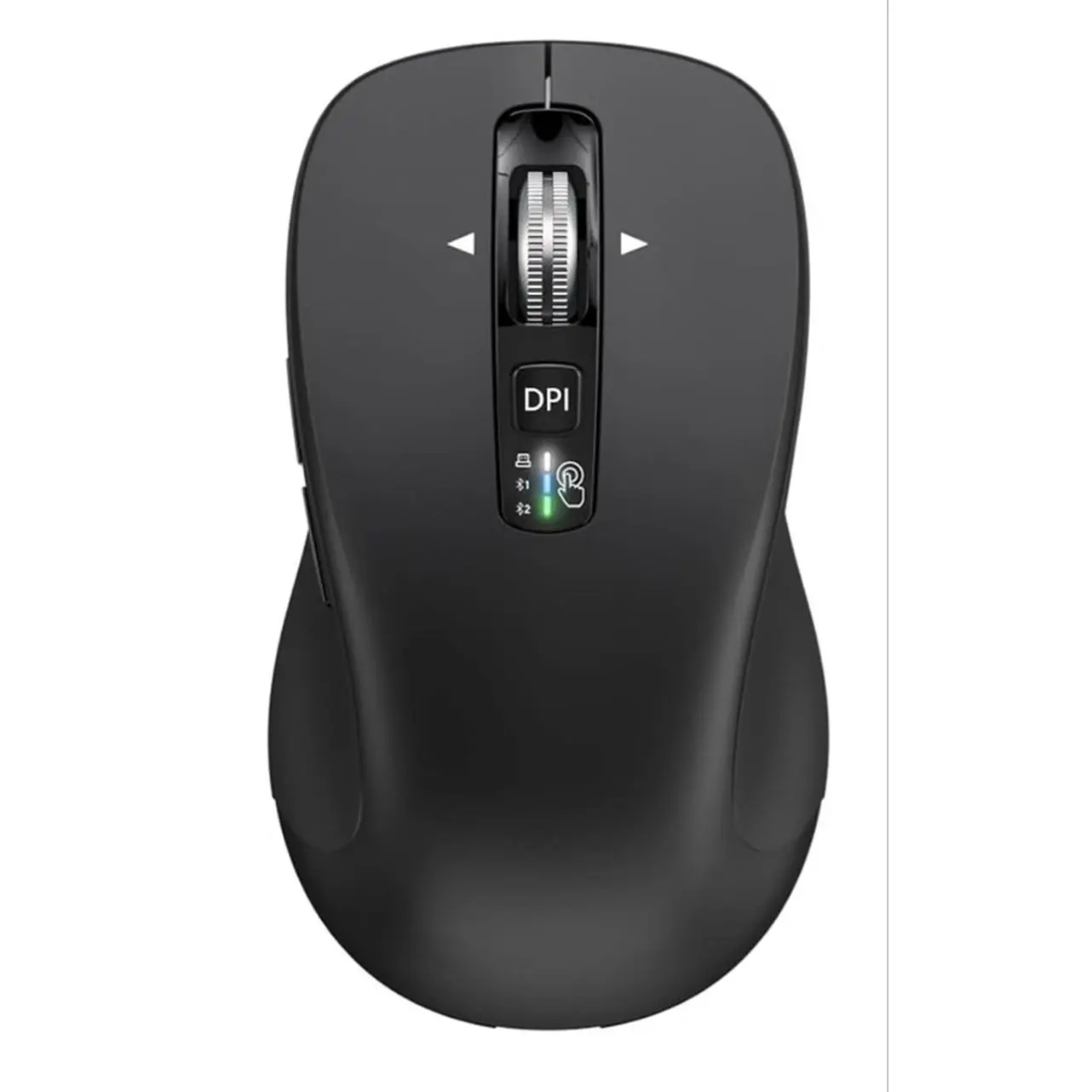 CITLIA Wireless Bluetooth Mouse USB BT1 BT2 Full Size 4-Way Scrolling Multi-Device Silent Mouse for Computer Laptop iPad MacBook Black