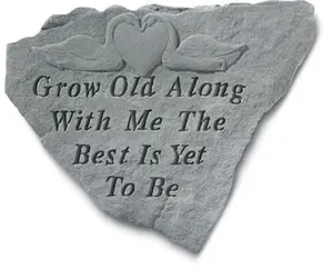 212 MAIN Handmade Concrete Outdoor Memorial Garden Stone by Kay Berry Inc. (62620) - 8.5x11in Outdoor Decor with "Grow Old Along With Me The Best Is Yet To Come" Inscription, Garden Stones
