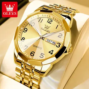 OLEVS gold men's watch official flagship luxury simple brand luminous waterproof new men's watch 9970