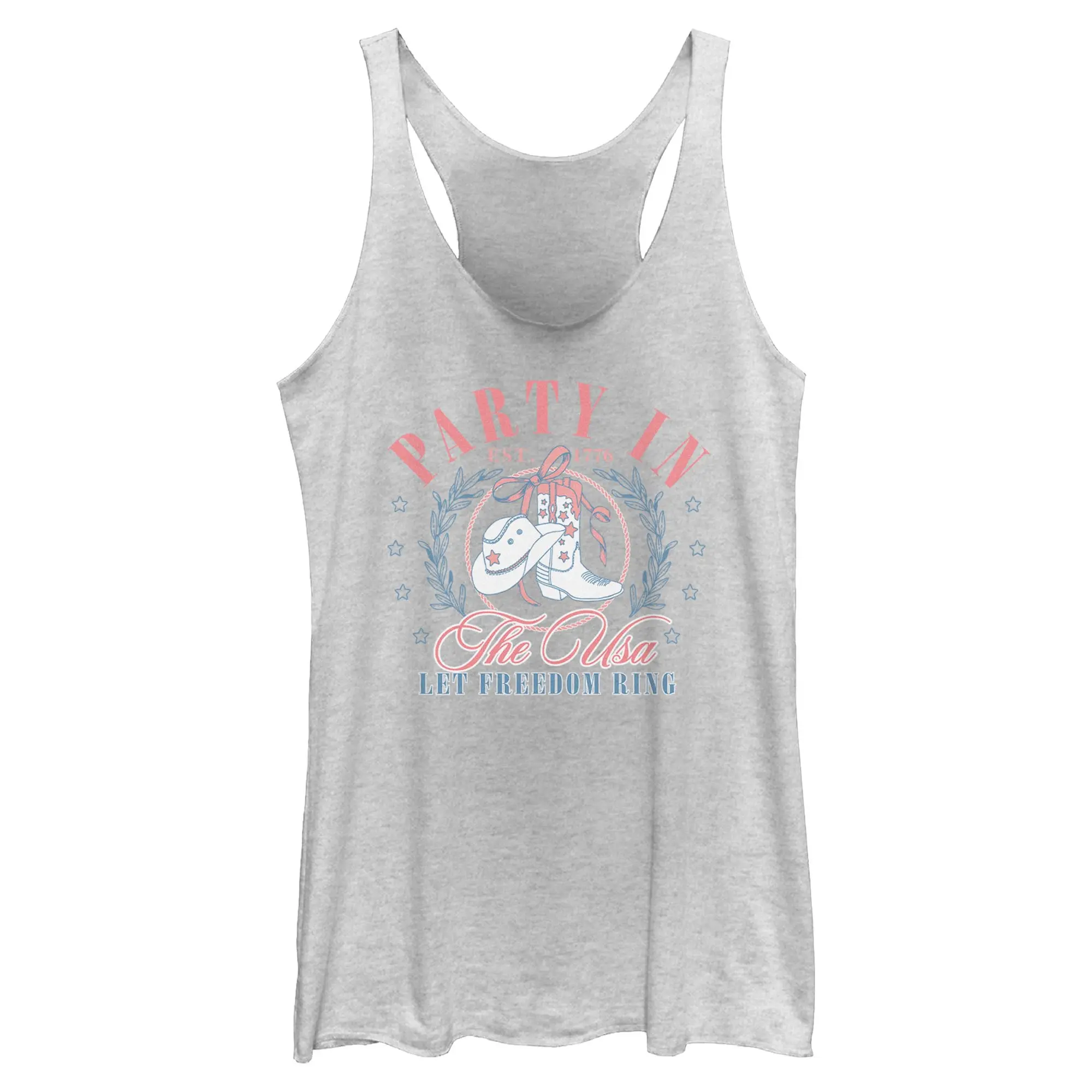 Lost Gods USA Let Freedom Ring Women's Sleeveless Racerback Tank, Casual Essential Apparel with Flattering Fit