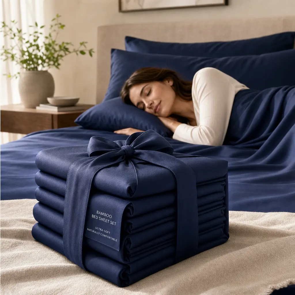 Jollyvogue Extra Deep Pocket Bamboo Sheets - 6 Pcs Breathable & Cooling Bamboo Bed Sheet Set, Hotel Luxury Fitted Sheet Set, Soft Wrinkle-Free & Machine Washable For Extra Deep Mattresses, Room Decor, Full/Queen/King Size Sheet & Pillowcase Sets