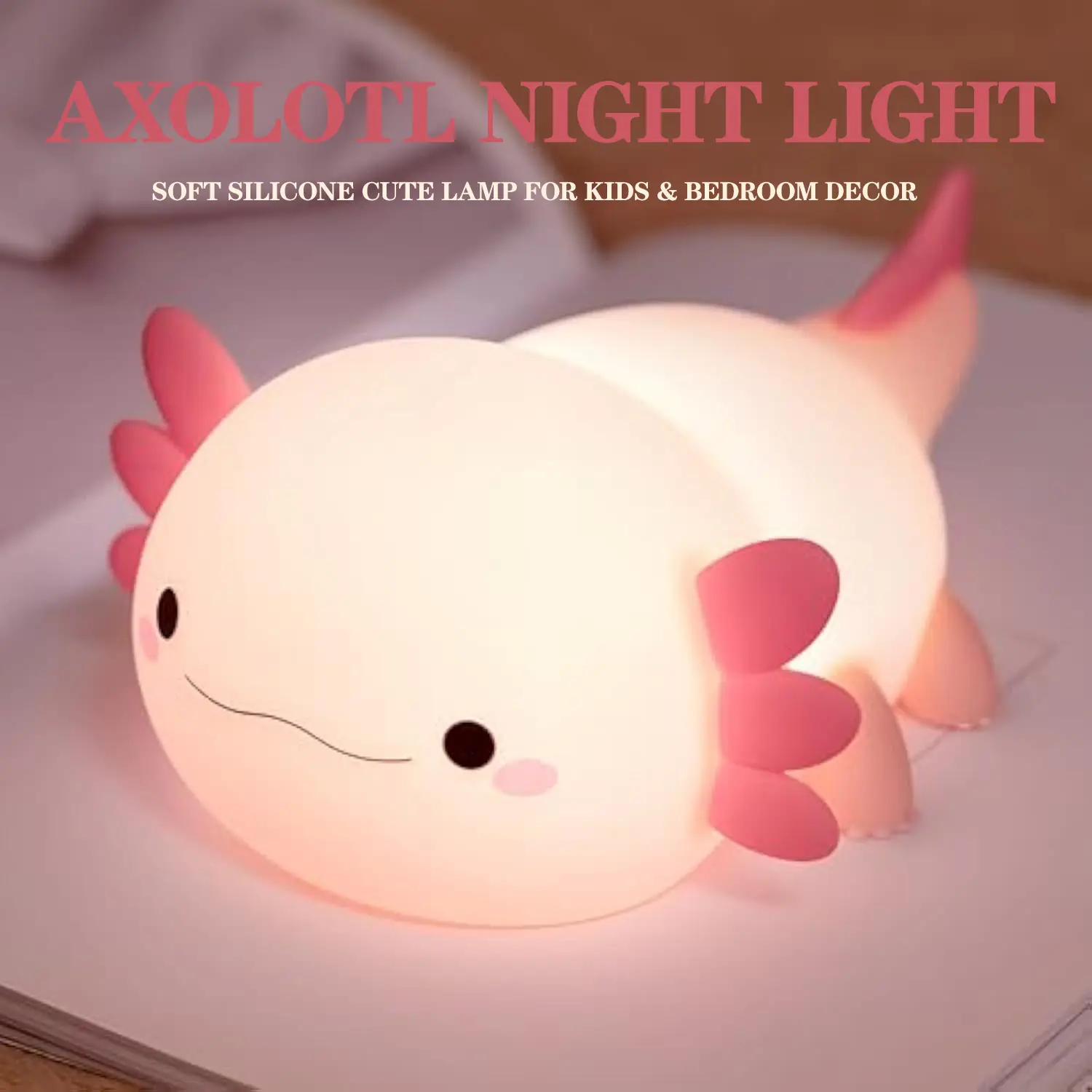 【Pookie】Axolotl Gifts, Cute Axolotl Night Light for Kids, Animal Silicone Nursery Night Lamp, Cute Room Decor Night Light for Kids Girls Boys Birthday