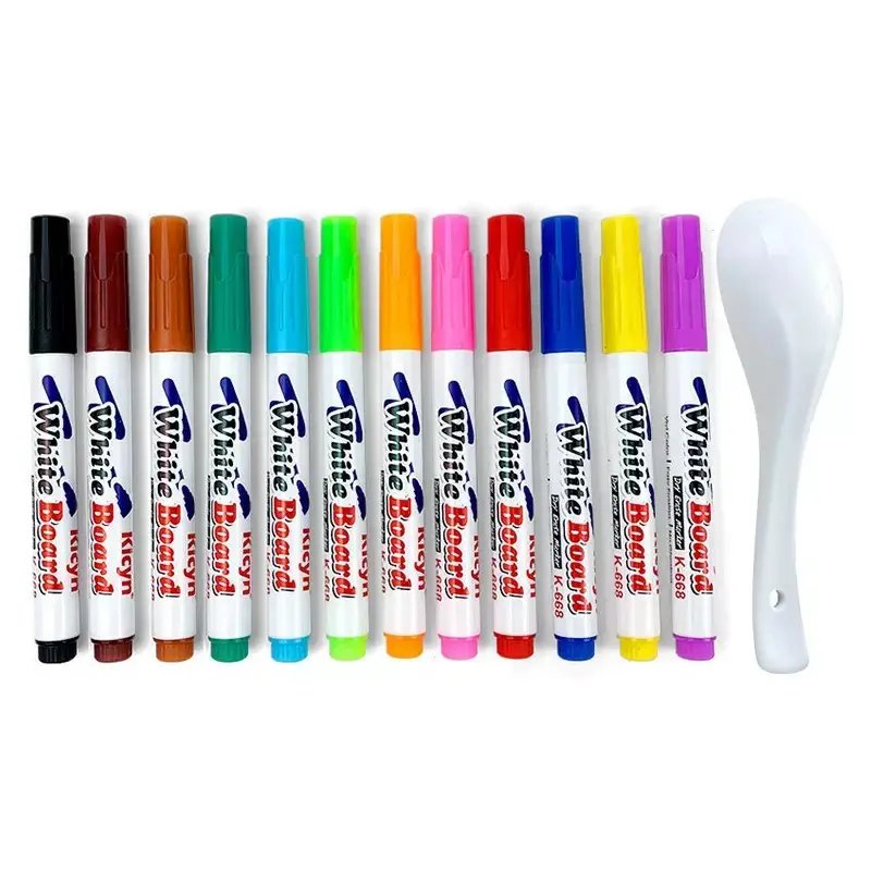 Floating Ink Markers - 8 or 12 Pcs Low-Odor Ink Creative Play Supplies, Safe for Family Interactive Fun Family Fun Art Stationery for Kids, Water-Floating Design Glass Surface Water Painting Home & Party Bag Gifts