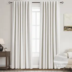 Cream 100% Blackout Linen Curtains 84 Inch Length 2 Panels Set for Bedroom Back Tab Cortinas Para Sala Black Out Curtain for Living Room Modern Farmhouse Decor Natural Ivory Drapes 52x84