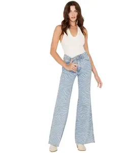 Wrangler Women's Meow Laser Tiger Print Wanderer Flare Jeans - 112322767