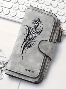 1pc flower pattern Women'S Long Wallet, Multi-Functional Wallet, Portable Snap Closure Coin Purse, Birthday Gift and Daily Commute for lovers, Playful Design, Perfect Holiday Gift, Perfect for Outdoor, Travel, and Family Use3.22PYT-8