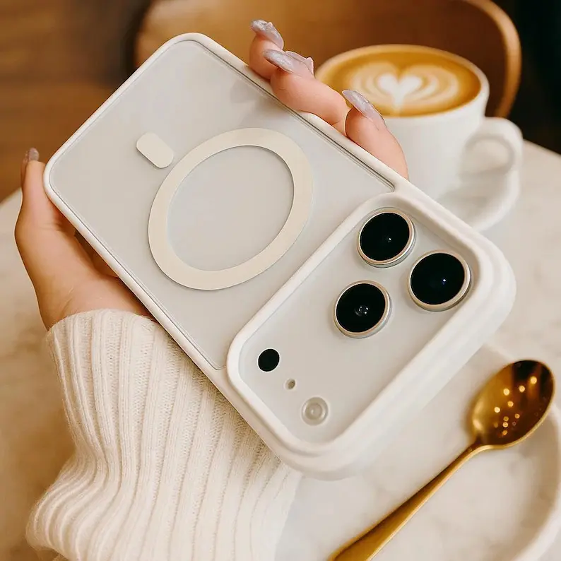 Solid Cream White Plain Magnetic MagSafe Phone Case, Minimalist Ultra‑Slim Soft Matte Shockproof Protective Cover for iPhone 17/16/15/14/13/12/11/XS/XR/X/8/7/6S Mini/Plus/Pro/Pro Max/SE & Samsung Galaxy S25/S24/S23/S22 Ultra