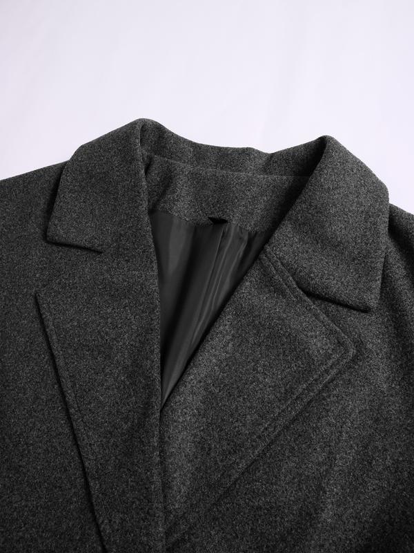 Women's Long Woolen Coat Jackets, Casual Loose-Fitting Overcoat with Double Button Front, Fall & Winter Fashion Outerwear for Women