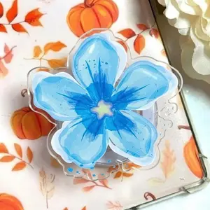 Blue Watercolor Flower Phone Grip, Blue Floral Phone Holder, Pastel Blue Griptok, Hand-Painted Style Accessory, Cute Flower Phone Socket, Gift for Girls