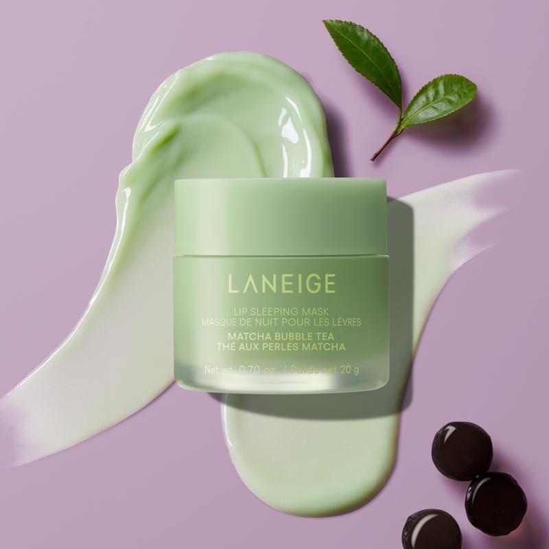 Laneige Bubble Tea Lip Sleeping Mask, Matcha + Taro, Moisturizing, Glossy, Lip Mask, Korean Lip Care