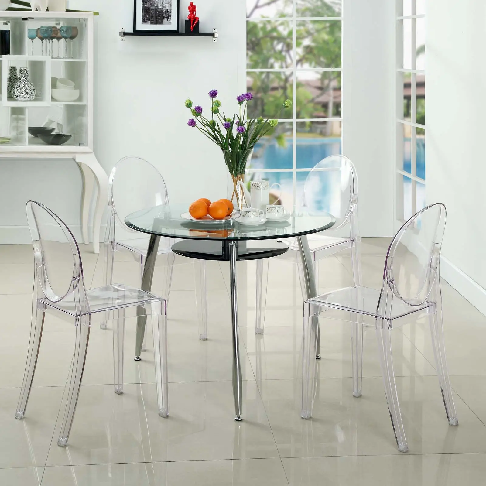 Modway Casper Dining Chairs Set of 4 in Clear
