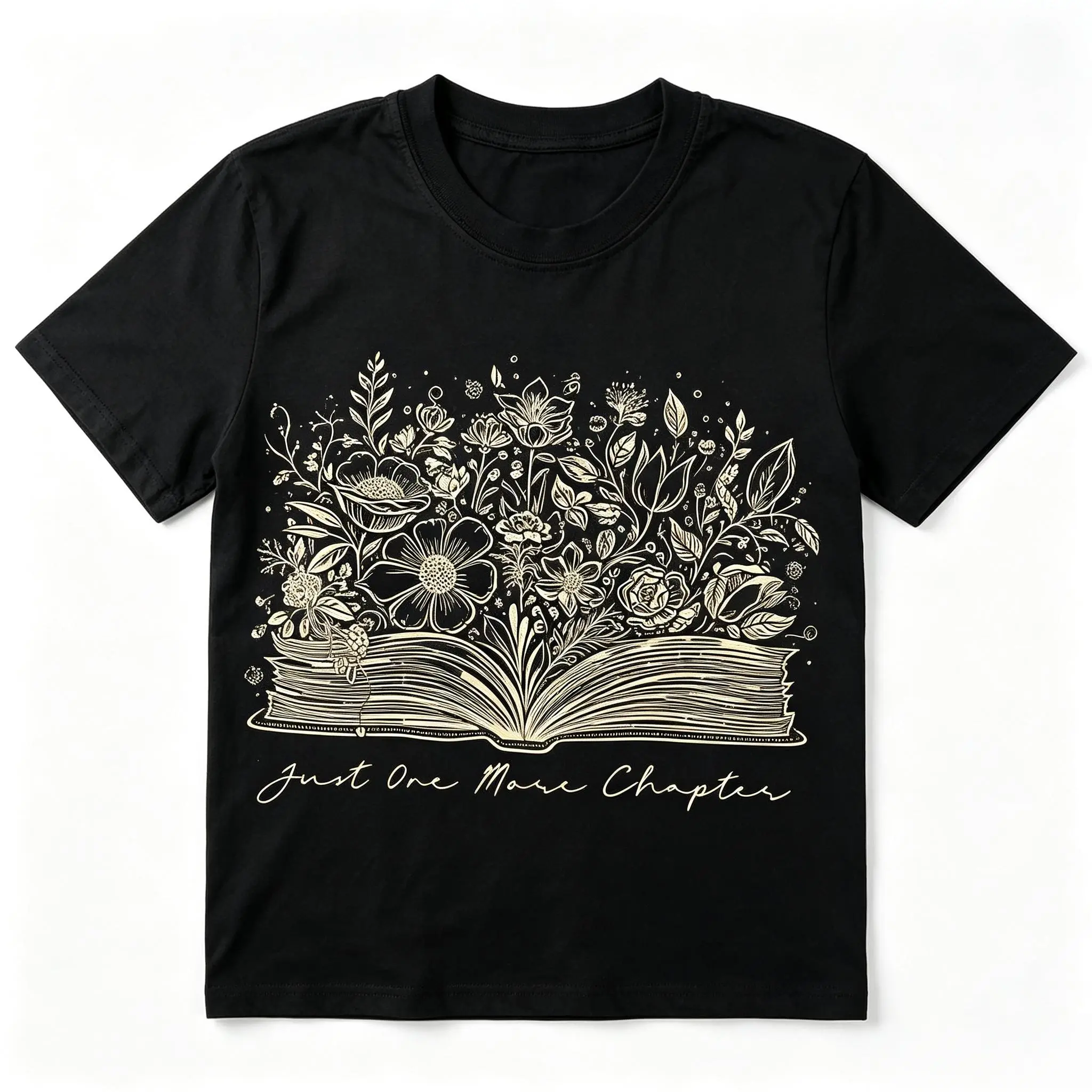 Casual Daily Wear Women's T Shirts Soft Comfortable Crewneck Short Sleeve Tee Bookish Merch Just One More Chapter Reading Graphic Tops