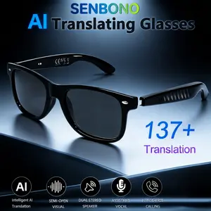 Language translation glasses, supporting 137 language translations, lightweight and easy to carry, headphones for listening to music when going out, camera control, outdoor sunglasses, long battery life, recording, translation, male and female gifts