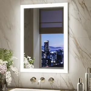 TETOTE LED Mirror with Acrylic Frame, Frontlit & Backlit with Dimmable Brightness and 3 Color Temperatures, Anti-fog & Smart Memory, Easy Mounting