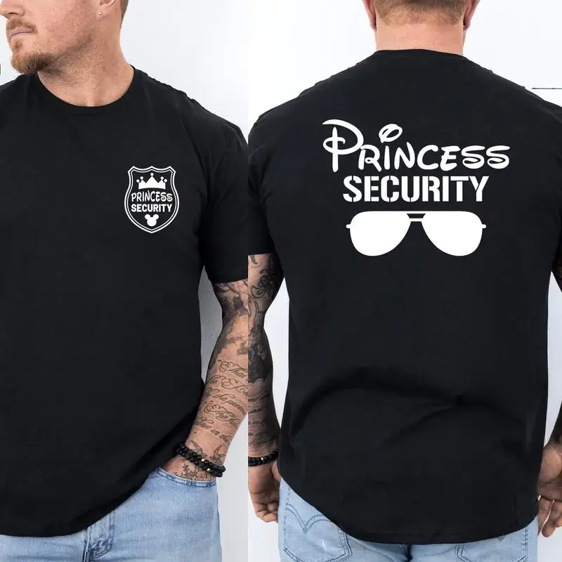 Princess Security T-Shirt, Funny Classic Graphic Tee for Dad, 100% Cotton Boyfriend Birthday Gift & Father's Day Outfit