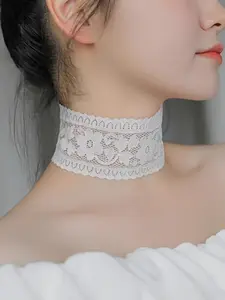 Elegant Women's Lace Neck Scarf, Fashionable Sexy Mesh Scarf, Breathable Windproof, Perfect for Parties, Stylish Accessory