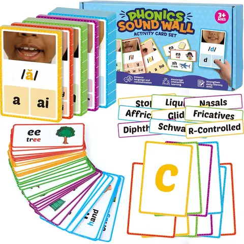 Torlam Phonics Sound Wall Set - ABC Flashcards for Toddlers with Word-Picture Cues, Interactive Games, Core Phoneme Coverage, Articulation Support, Kindergarten Speech Therapy Educational Language Learning Sound Toy