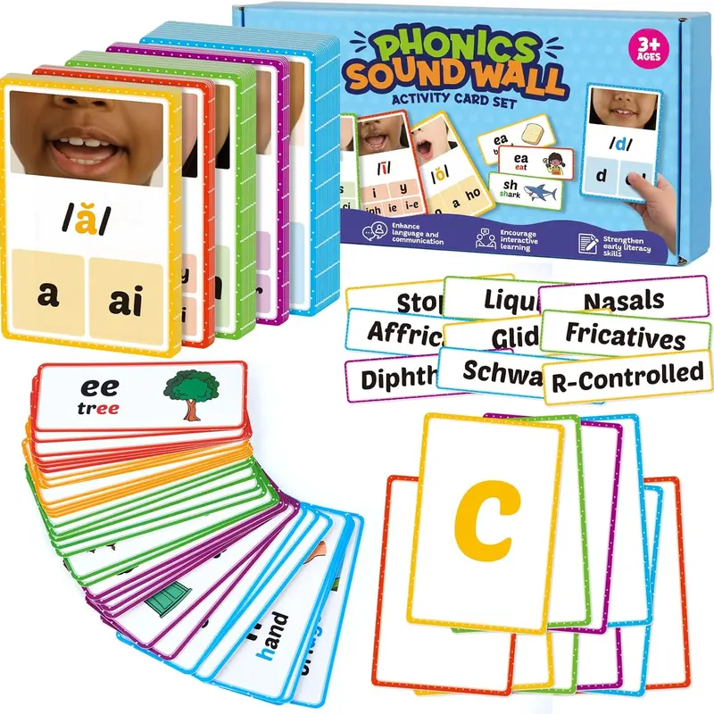 Torlam Phonics Sound Wall Set - ABC Flashcards for Toddlers with Word-Picture Cues, Interactive Games, Core Phoneme Coverage, Articulation Support, Kindergarten Speech Therapy Educational Language Learning Sound Toy