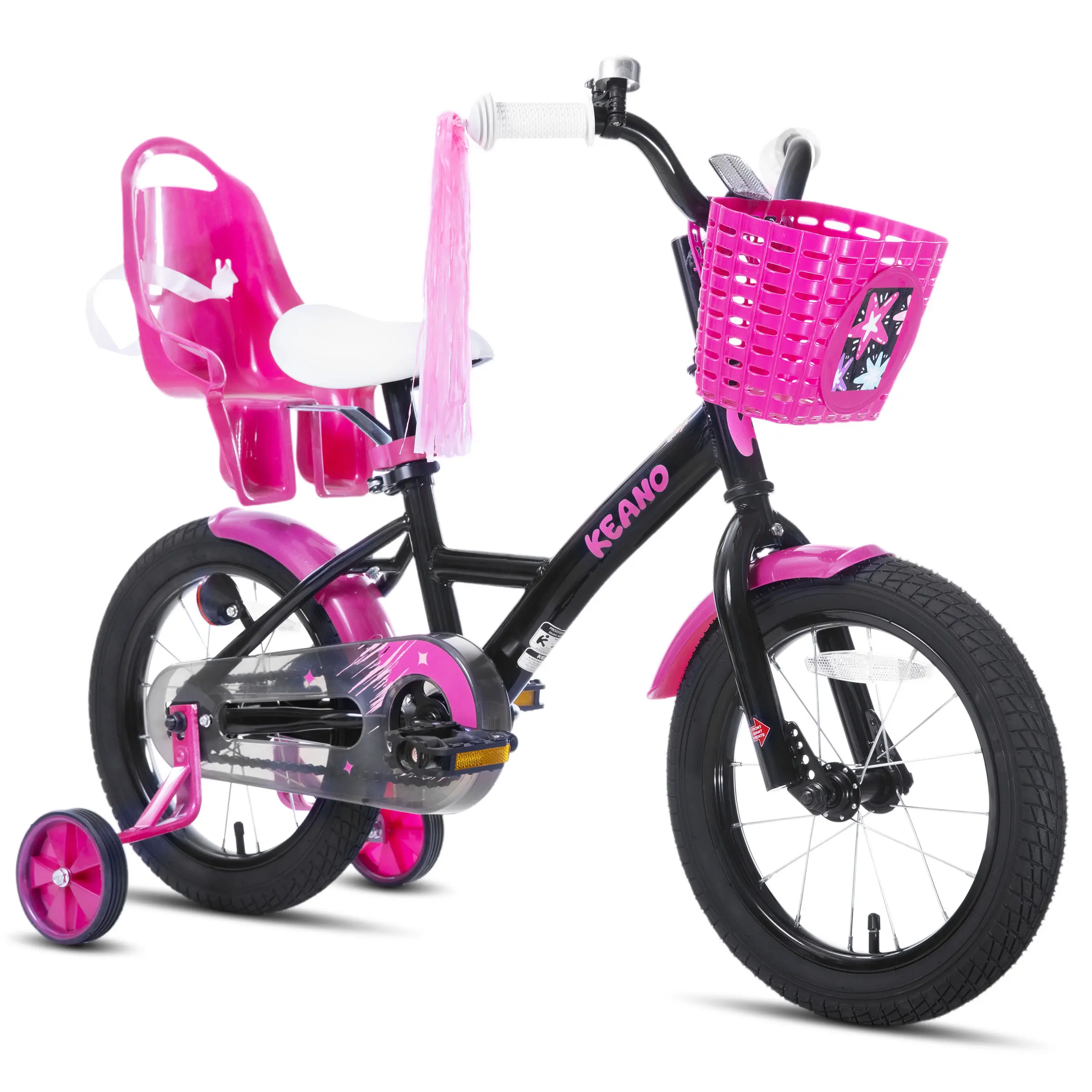 Joystar Zinnia Princess Girls Bike, 14 16 20 Inch Steel Kids' Bicycle with Training Wheels, Doll Seat, Basket, and Streamer Setup
